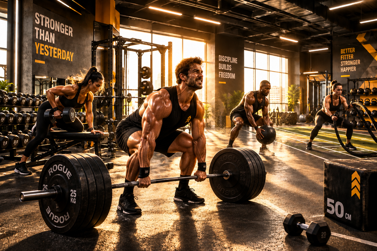 Bannière fitness avec athlètes